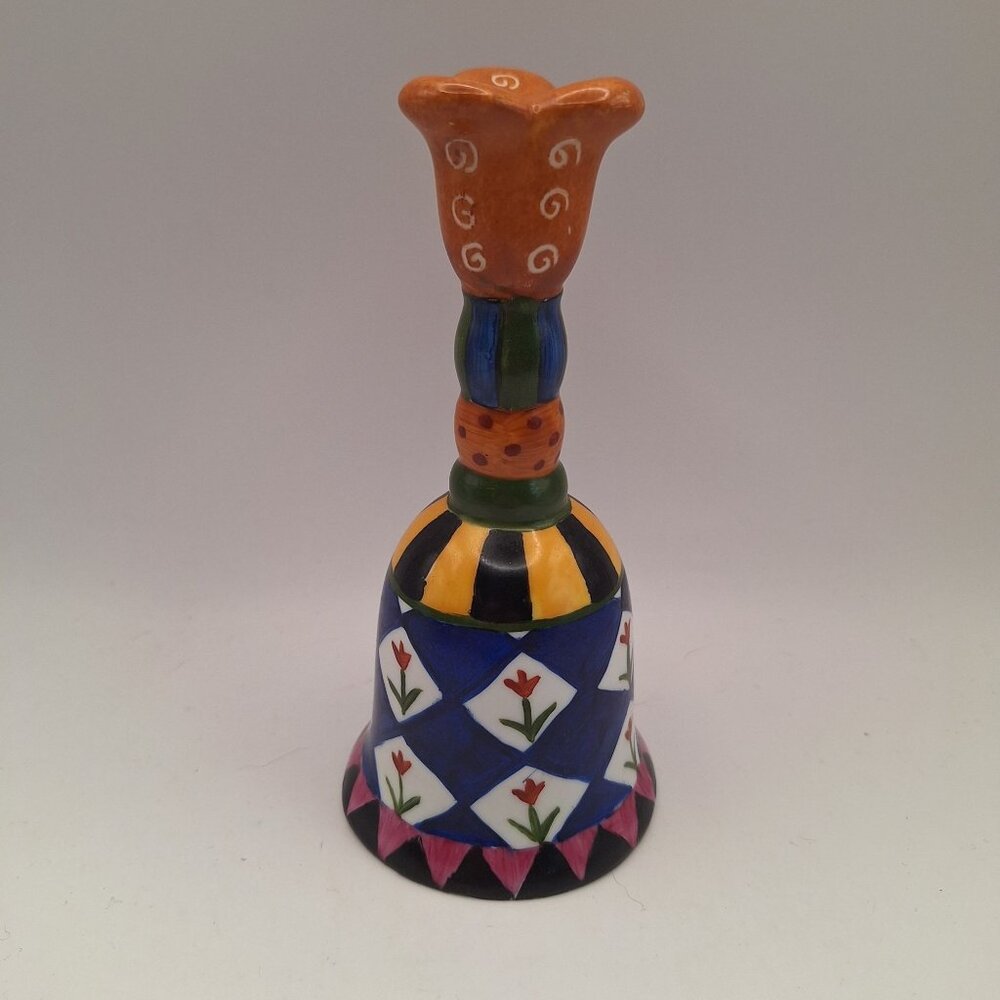 VINTAGE GANZ BELLA CASA DECORATIVE FLORAL BELL MUTLICOLOR WHIMSICAL ECLECTIC